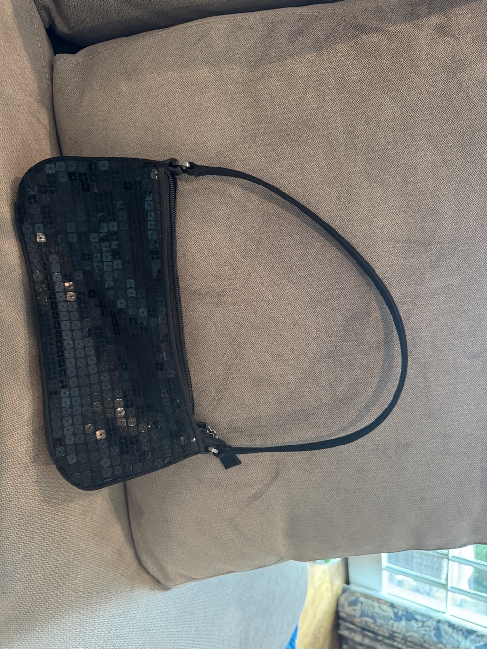 Black Sequin Mini Shoulder Bag